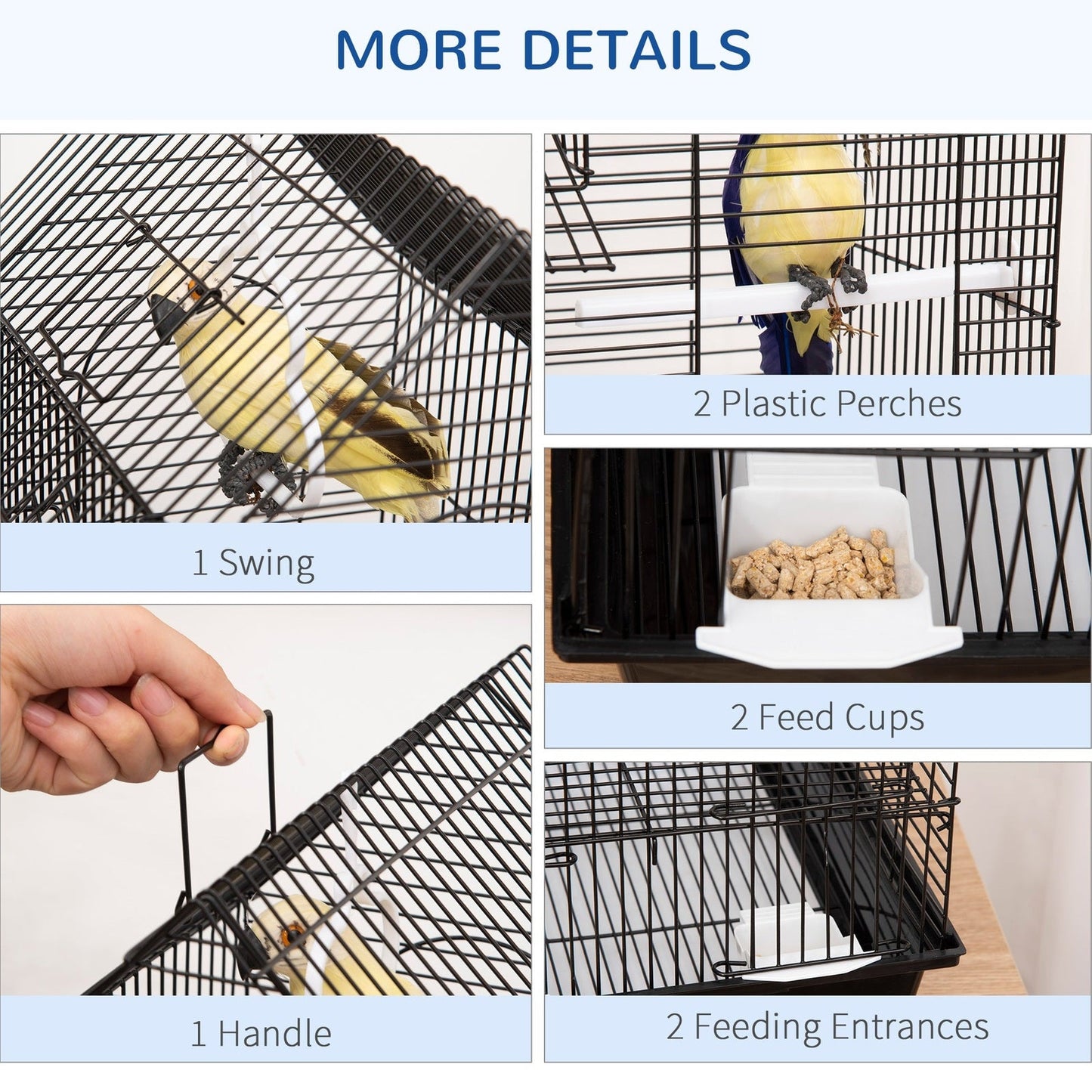 Nordic 47cm Bird Cage Hanging Black by Pawhut