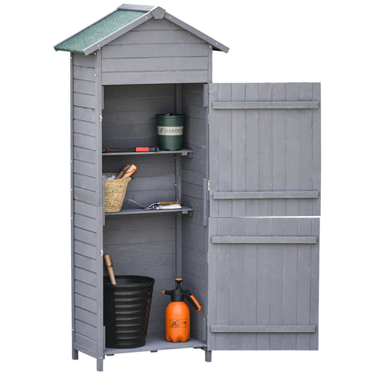 Rustica 189cm Barn Door Apex Garden Store Lockable With Shelves Fir Wood Grey by Steadfast