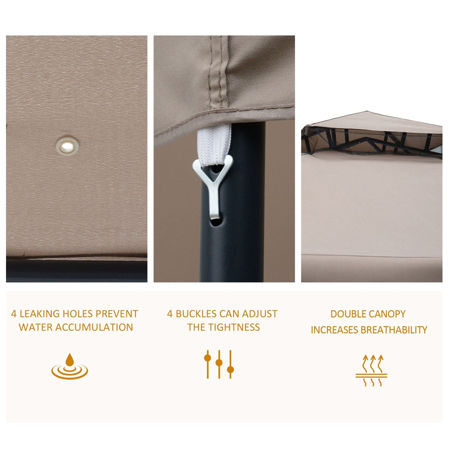 2.95X295 Garden Gazebo with Taupe Curtains