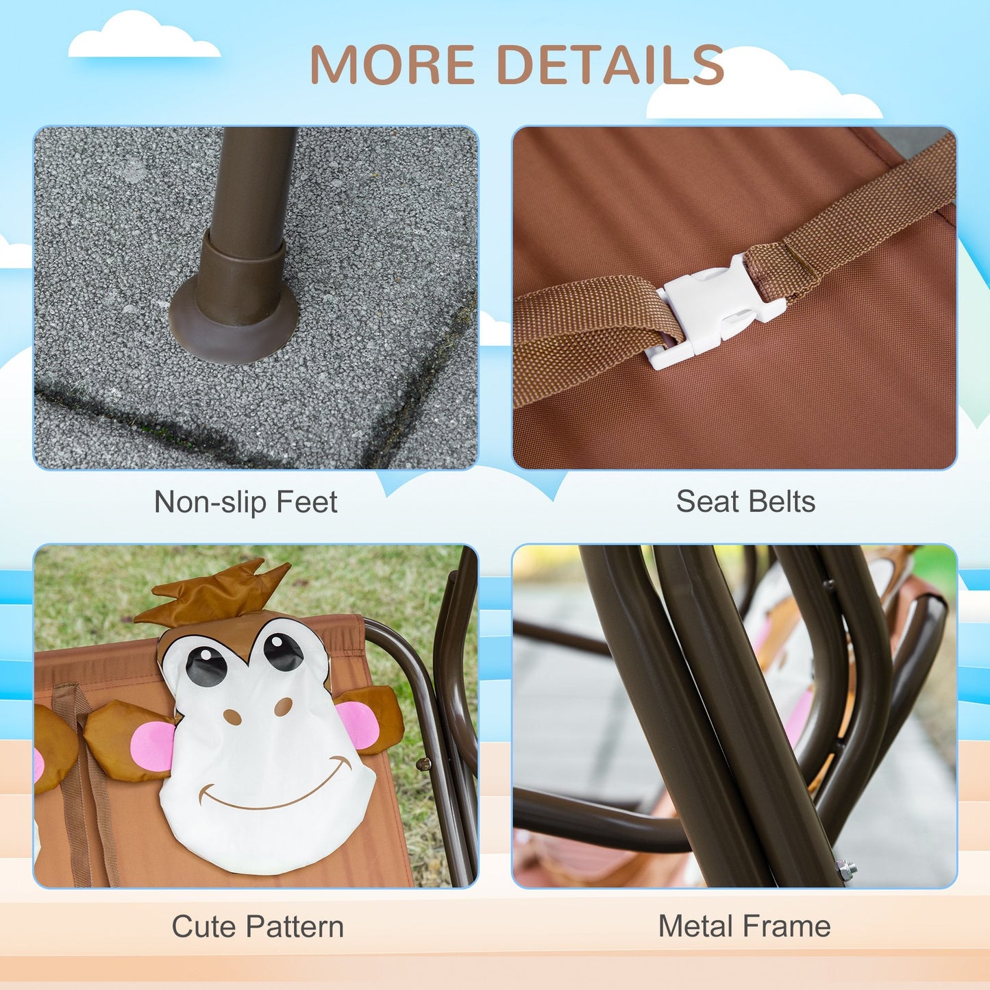 2 Seater Kids Garden Swing Seat