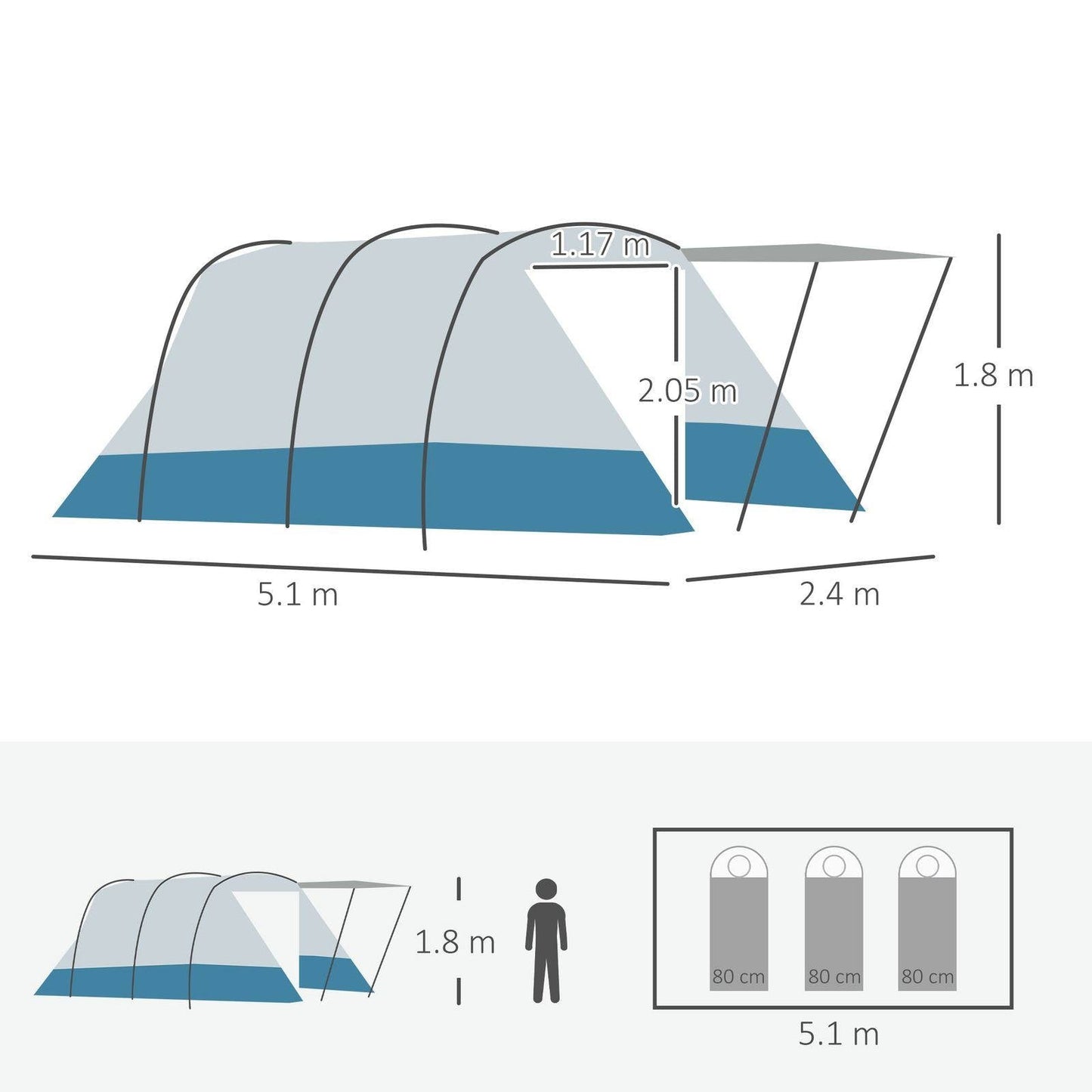 6-8 Person Tunnel Tent