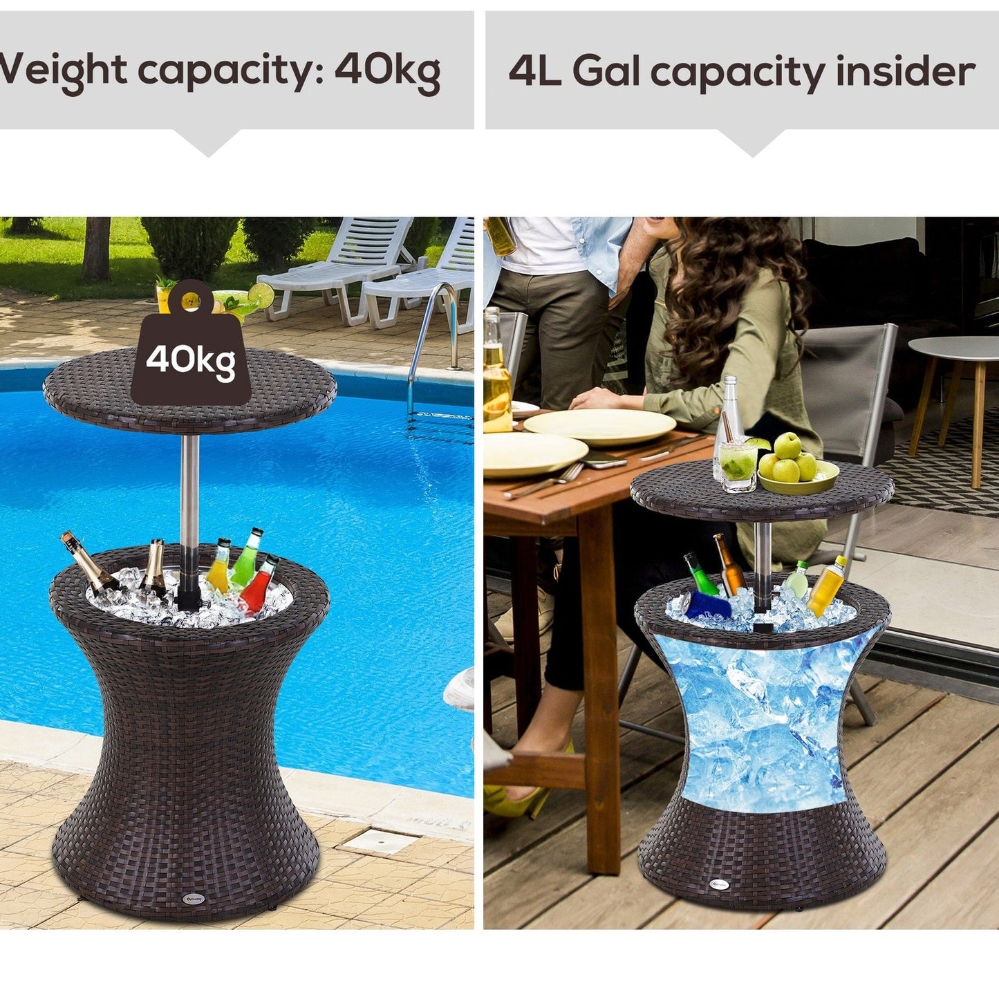 PE Rattan Ice Bucket Table