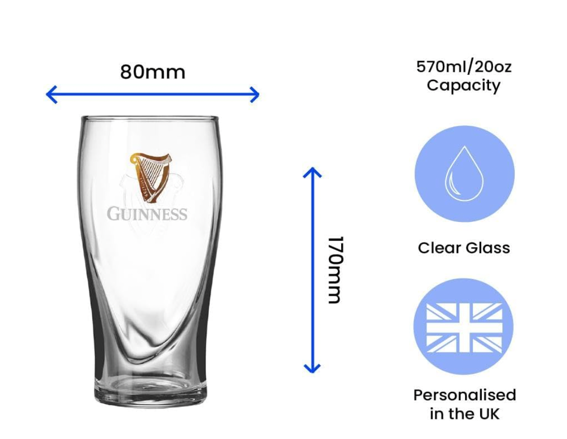 Official Gravity Guinness Pint Glass, Engraved with Any Message, Gift Boxed