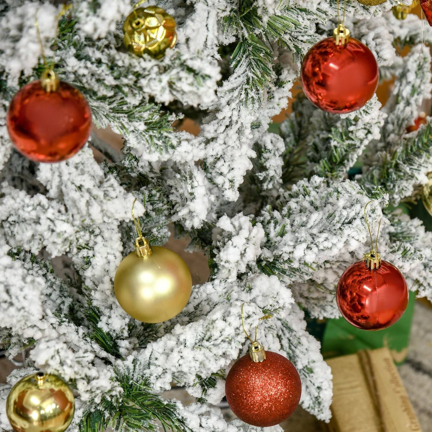 5' Snow Flocked Artificial Christmas Tree Xmas Pine Tree with Realistic Branches