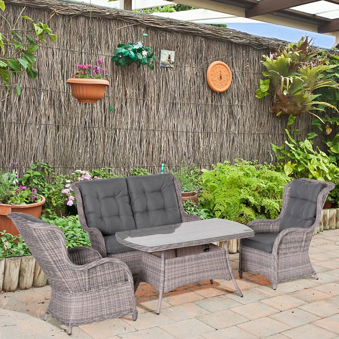 Garden PE Rattan Dining Sofa Set
