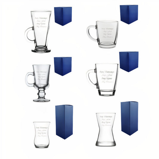 Personalised Engraved Coffee Tea Glass Cup Mug Birthday Gifts For Him Her