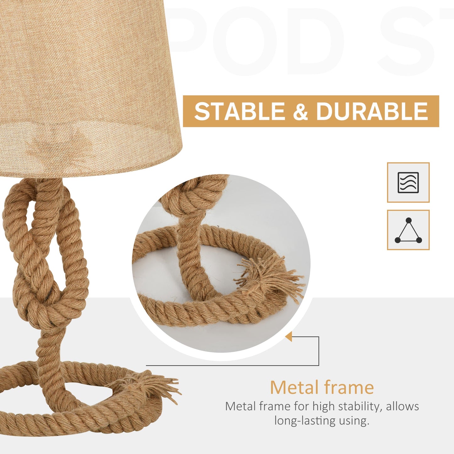 Nautical Style Table Lamp With Fabric Lampshade Metal Frame Power Switch