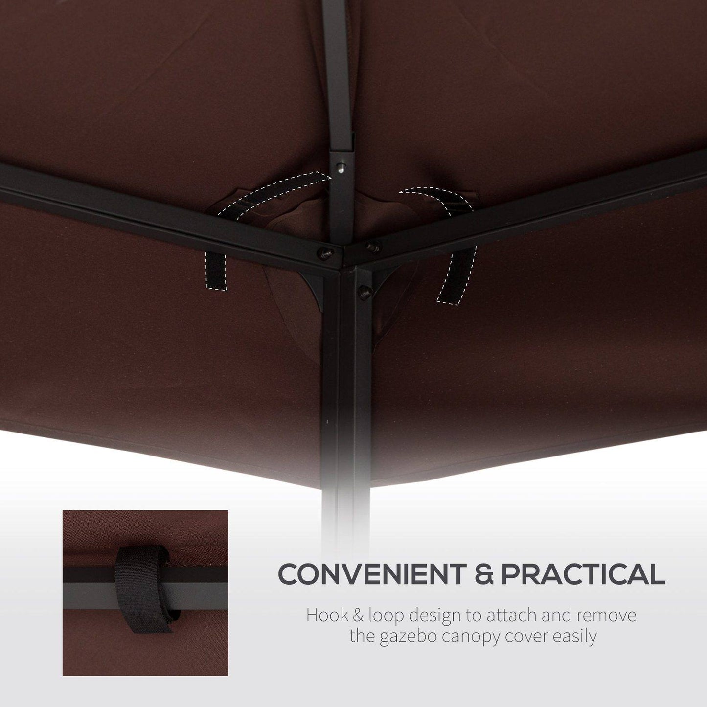 3x3 m Double-Tier Canopy Top Replacement-Coffee