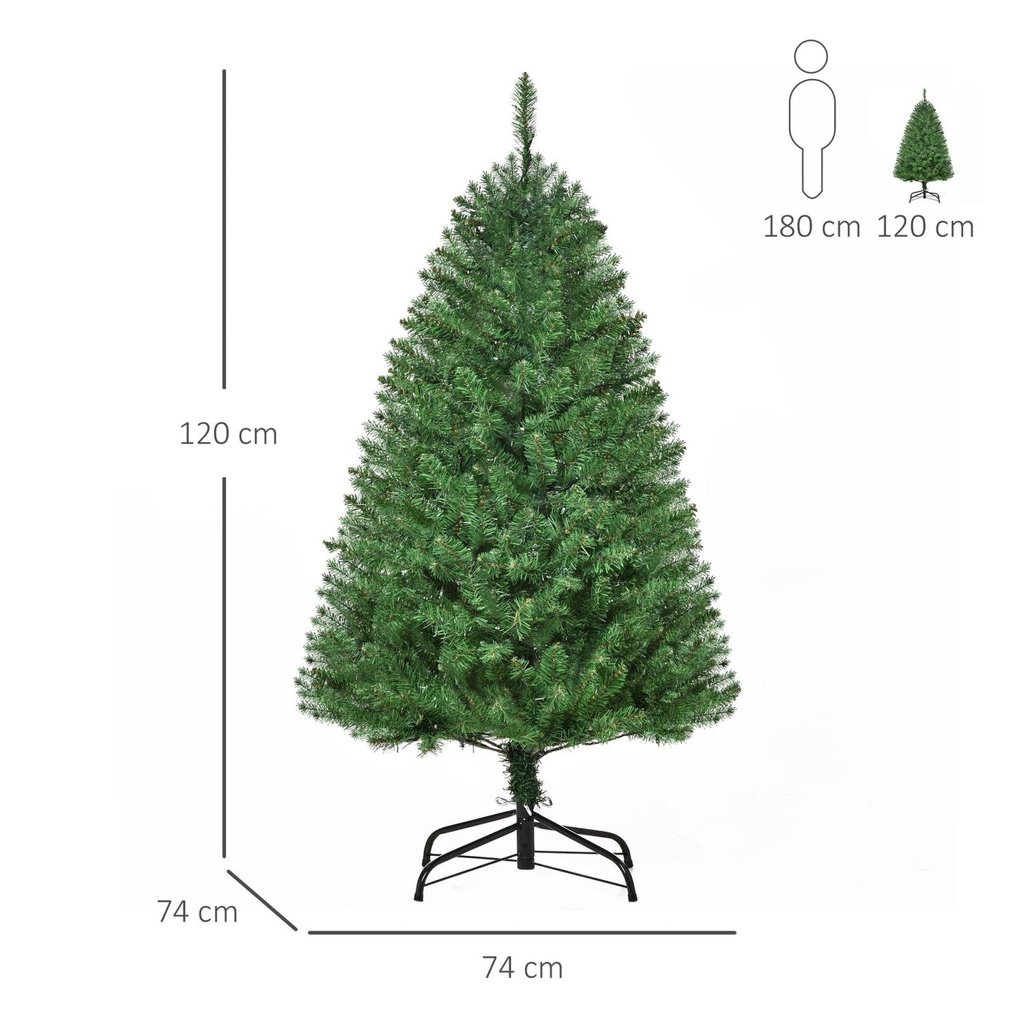 4FT Prelit Artificial Christmas Tree with Warm White LED Light Holiday Home Decoration