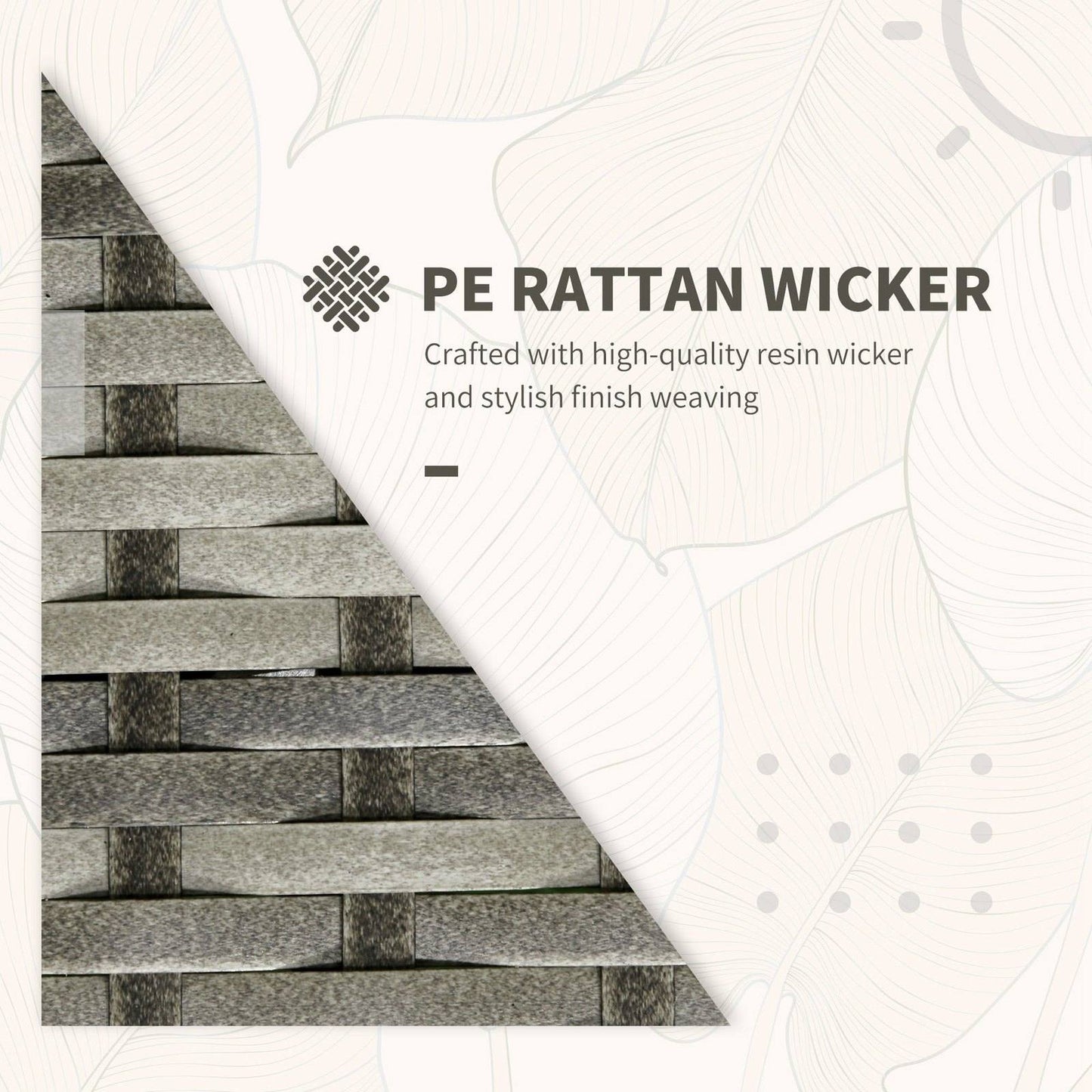 3-Piece PE Rattan Wicker Garden Furniture Patio Bistro Set Weave Conservatory Sofa Storage Table and Chairs Set Orange Cushion Grey Wicker