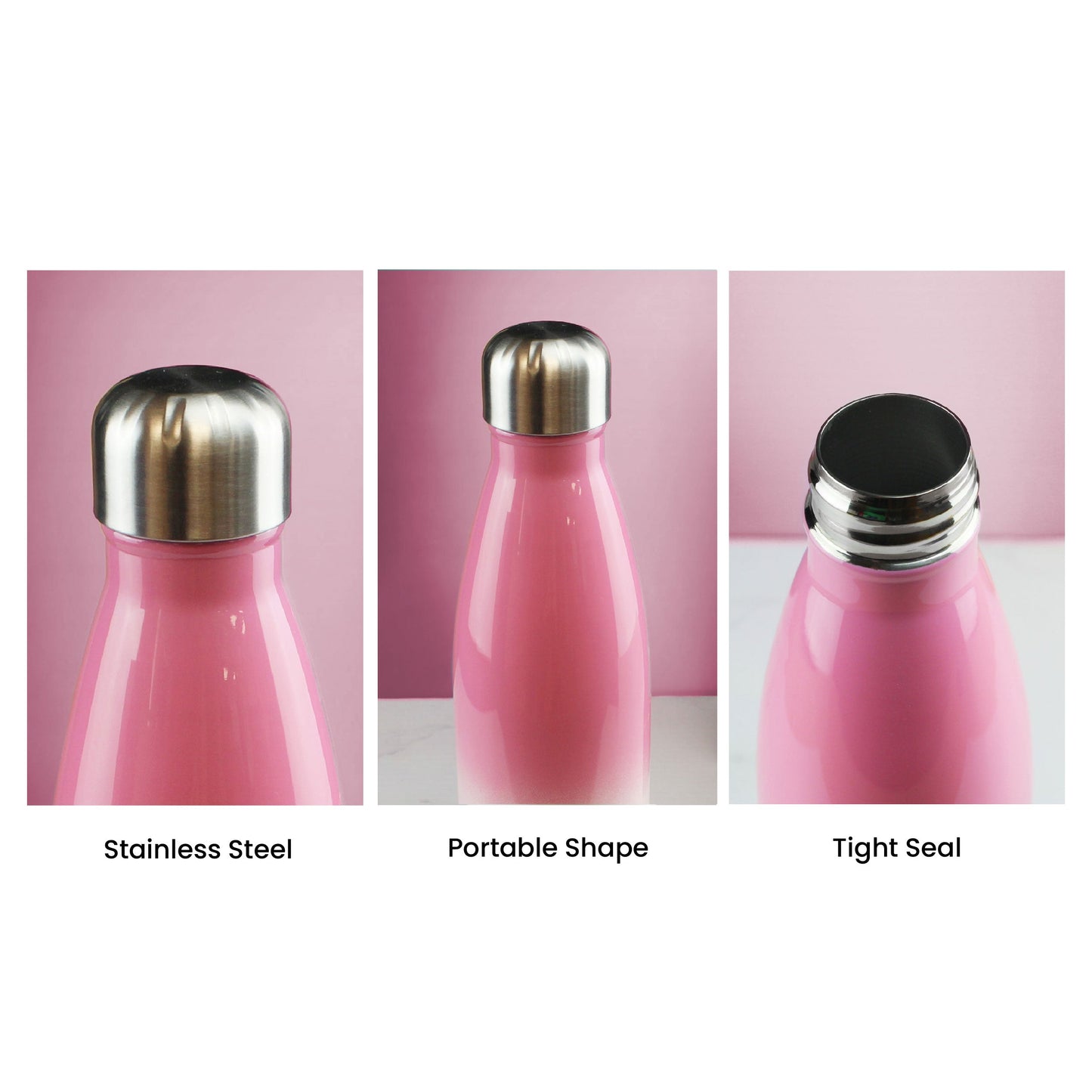 Printed Pink Gradient Thermal Bottle, Any Message, Stainless Steel 500ml/17oz