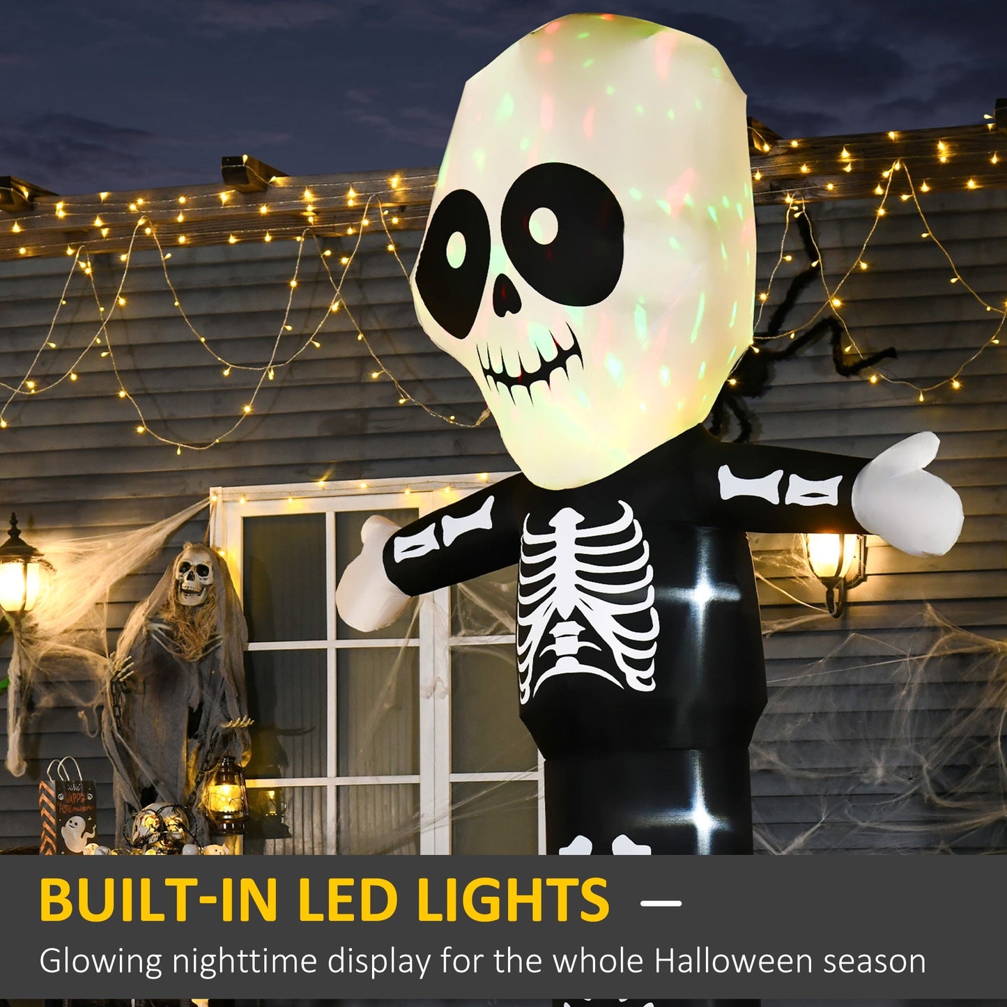 3m Halloween Inflatable Skeleton Ghost Decoration Lighted for Indoor Outdoor