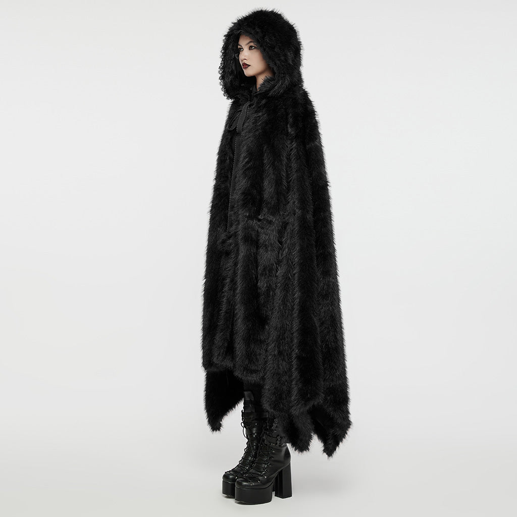 Punk Rave Izya Faux Fur Cloak in Black