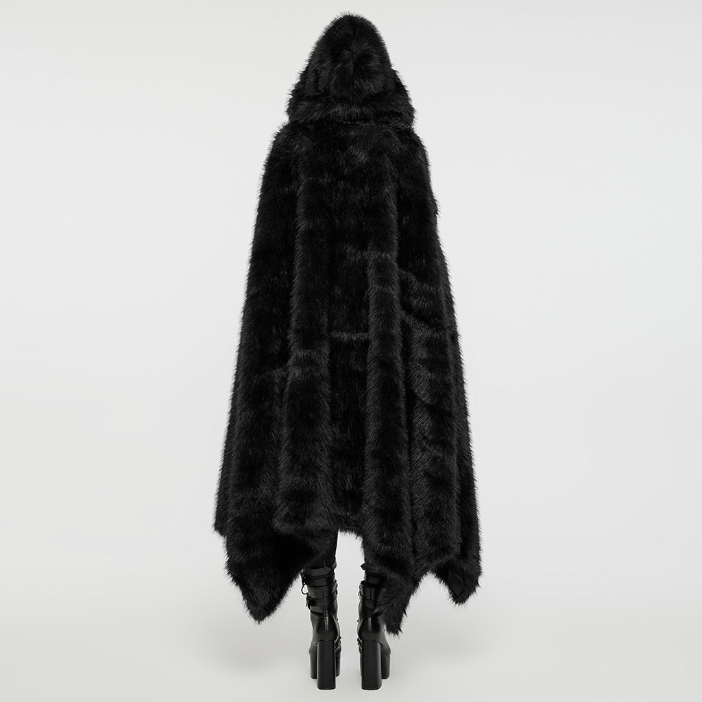 Punk Rave Izya Faux Fur Cloak in Black