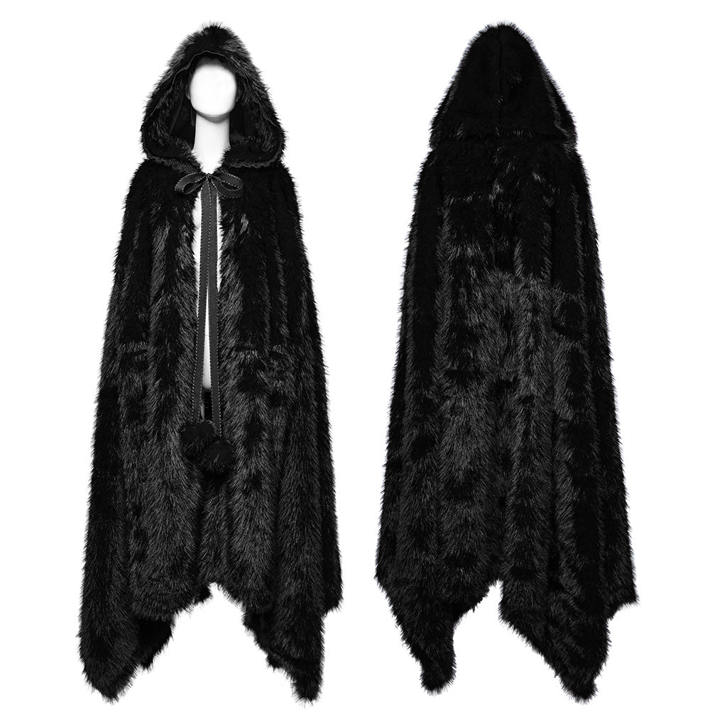 Punk Rave Izya Faux Fur Cloak in Black