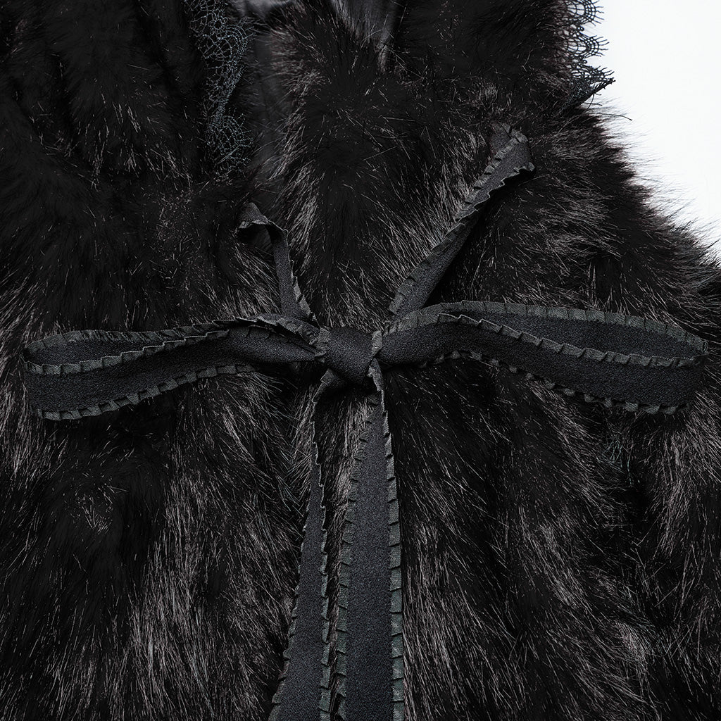Punk Rave Izya Faux Fur Cloak in Black
