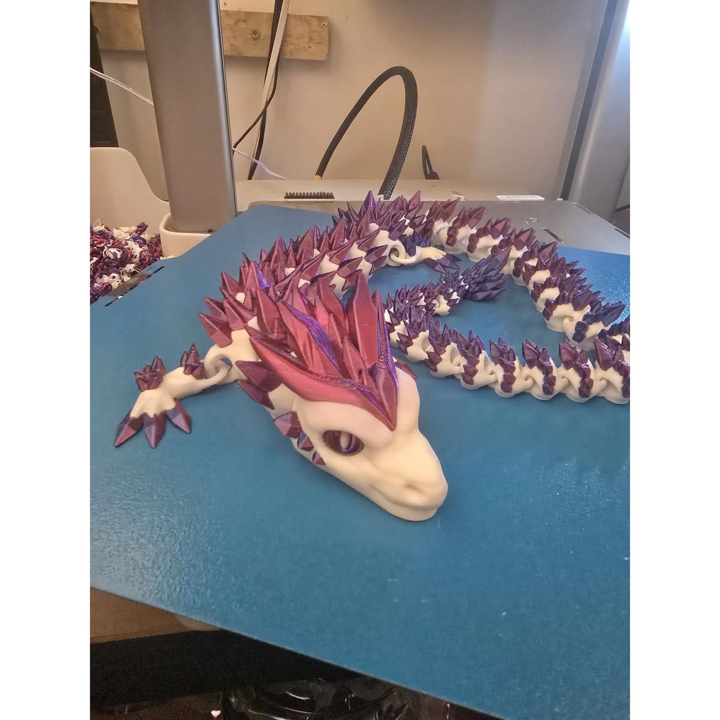 60cm Articulated Dragon – White & Tri-Color Crystal Edition