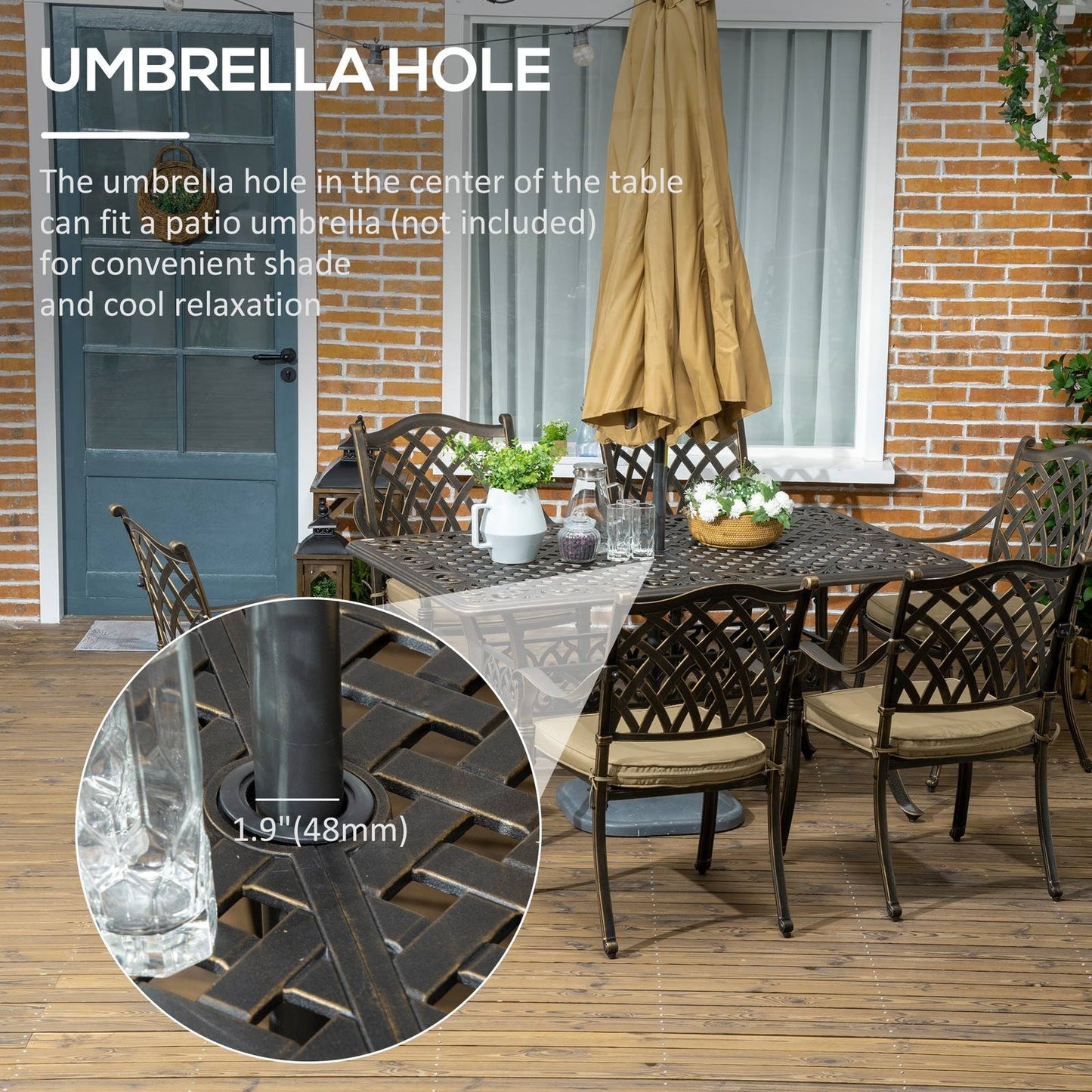 7-Piece Outdoor Patio Dining Set with Umbrella Hole