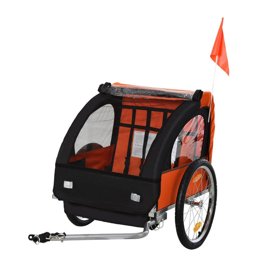 Trailer for Kids Steel Frame Children's 2 Seater Bike Trailer Orange