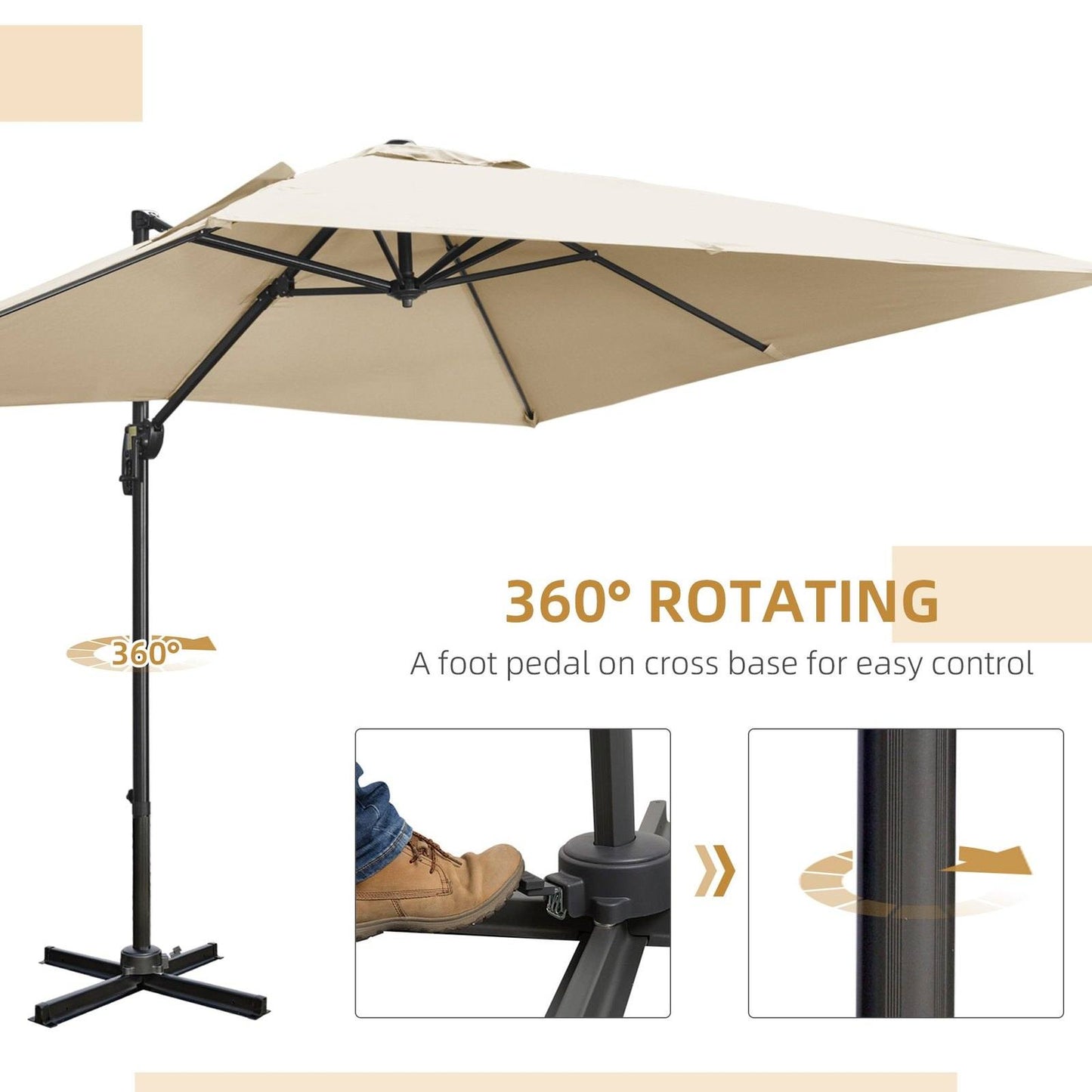 2.7m Square Overhanging Cantilever Umbrella