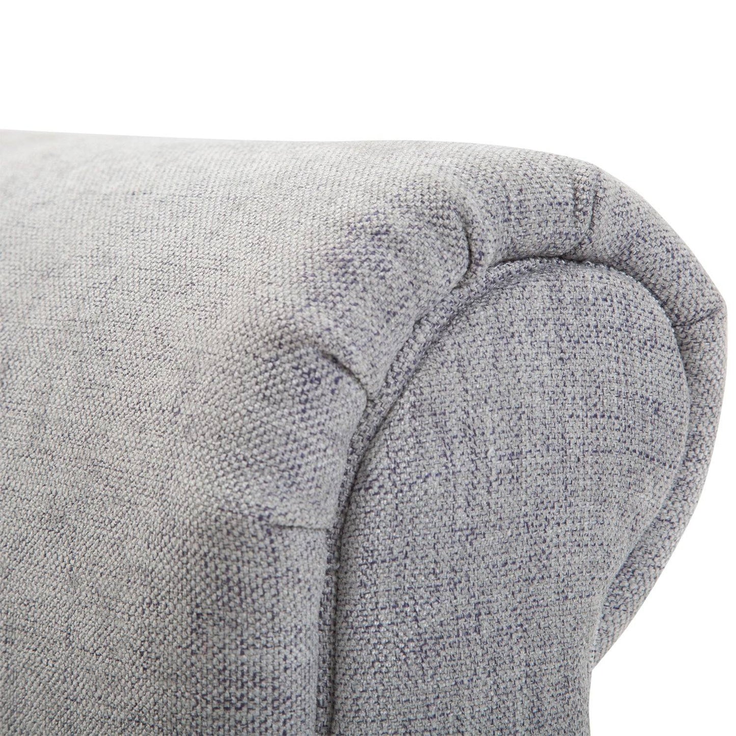 Curled End Ottoman Bench - Light Grey
