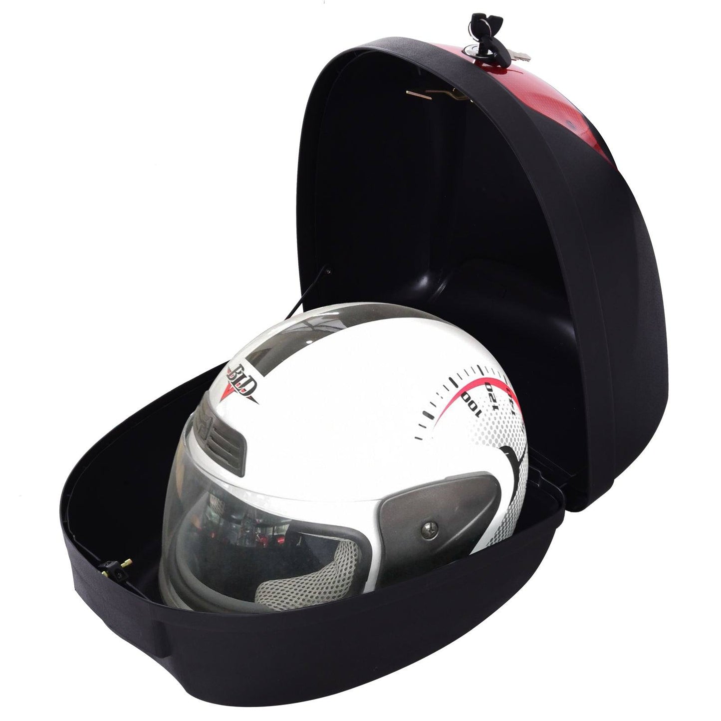 28L Motorcycle Tail box Helmet Top Case Motorbike Luggage Storage Trunk Carrier Mount Rack With 2 Keys