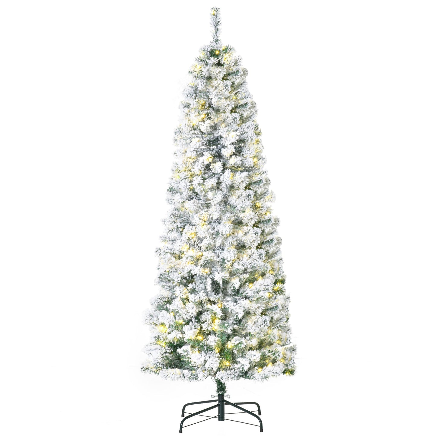 6FT Prelit Artificial Snow Flocked Christmas Tree with Warm White LED Light