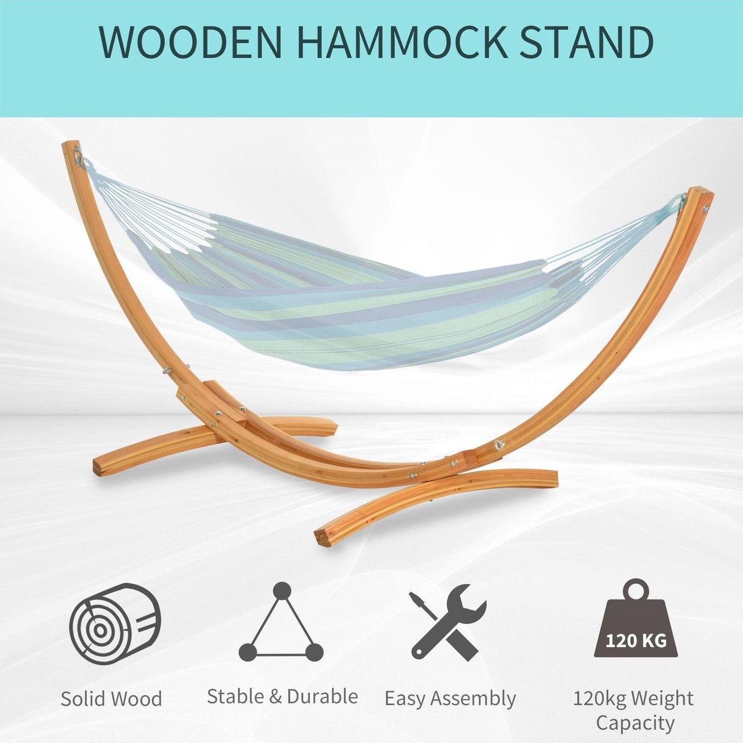 3.25m Wooden Hammock Stand Universal Fit Garden Picnic Camp Accessories