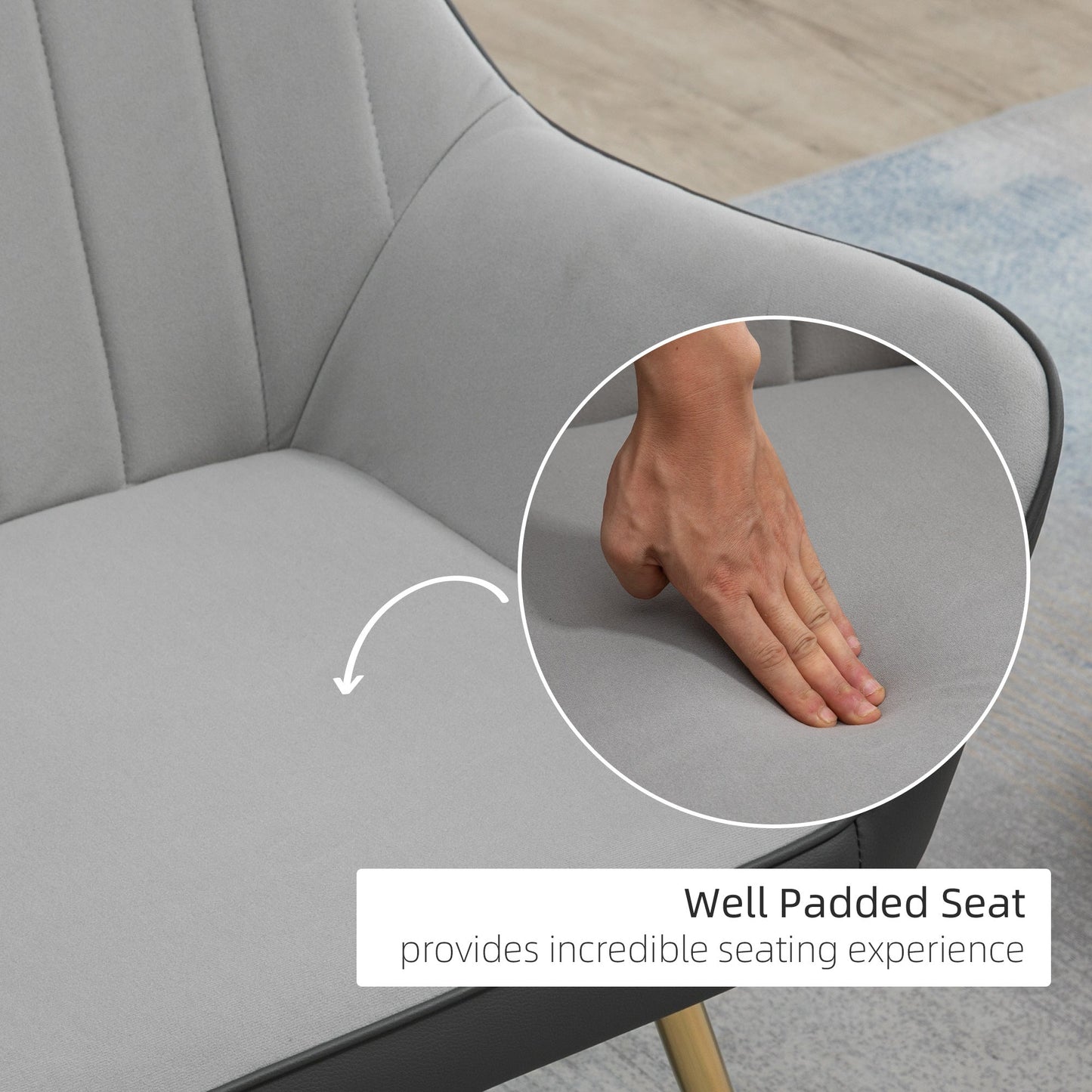 Modern Velvet Armchairs with Gold Steel Legs