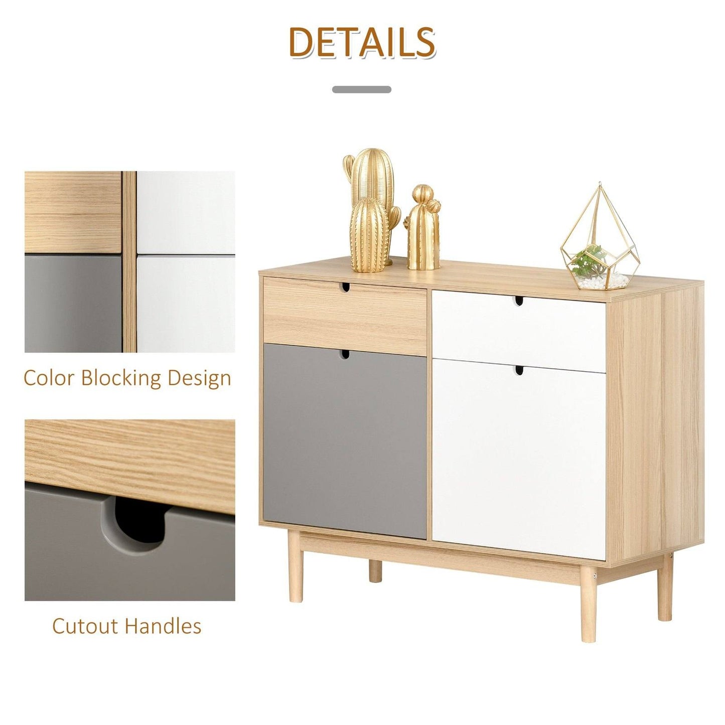 Sideboard Storage Cabinet Kitchen Cupboard with Drawers for Bedroom