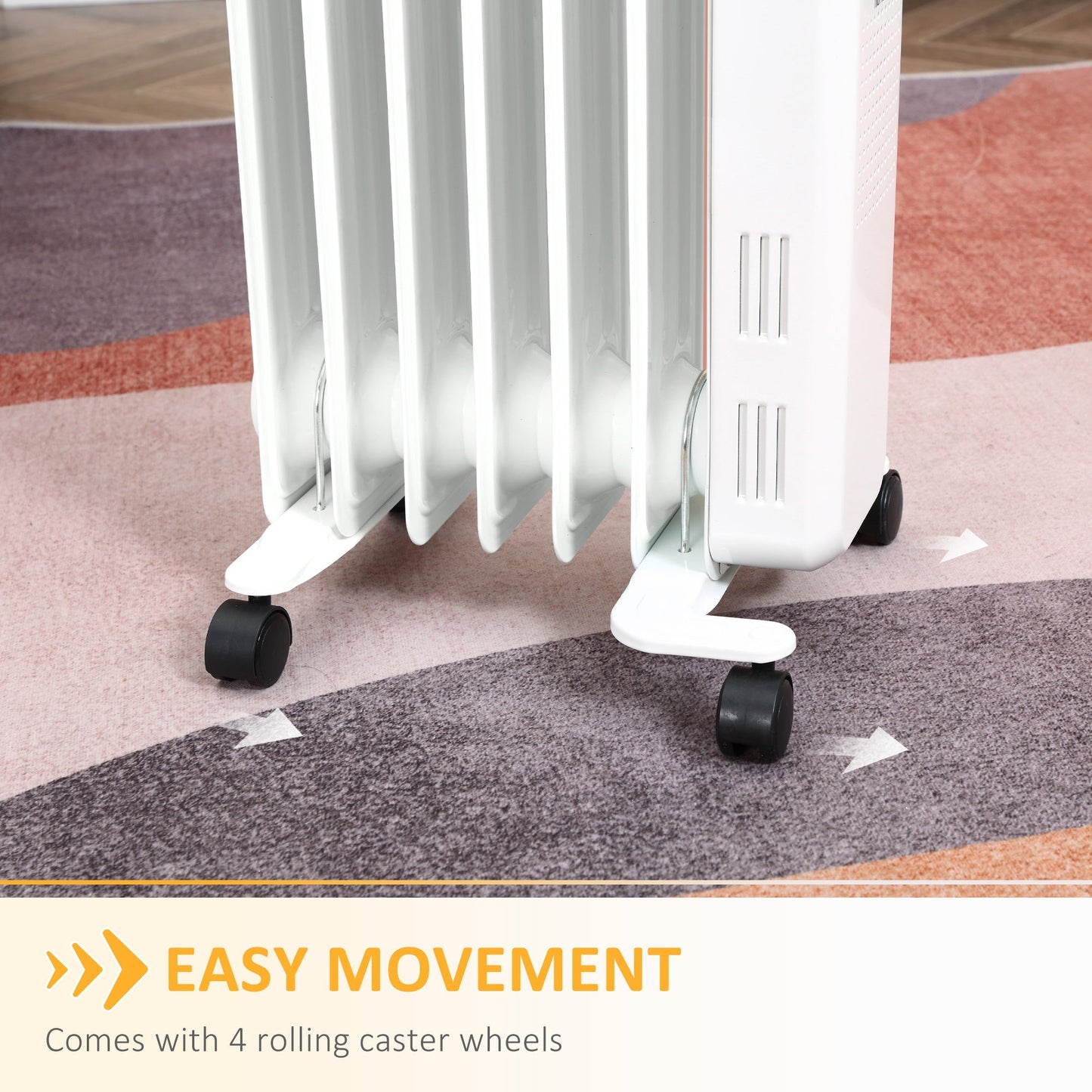 1630W 7 Fin Adjustable Oil Filled Radiator With Timer White