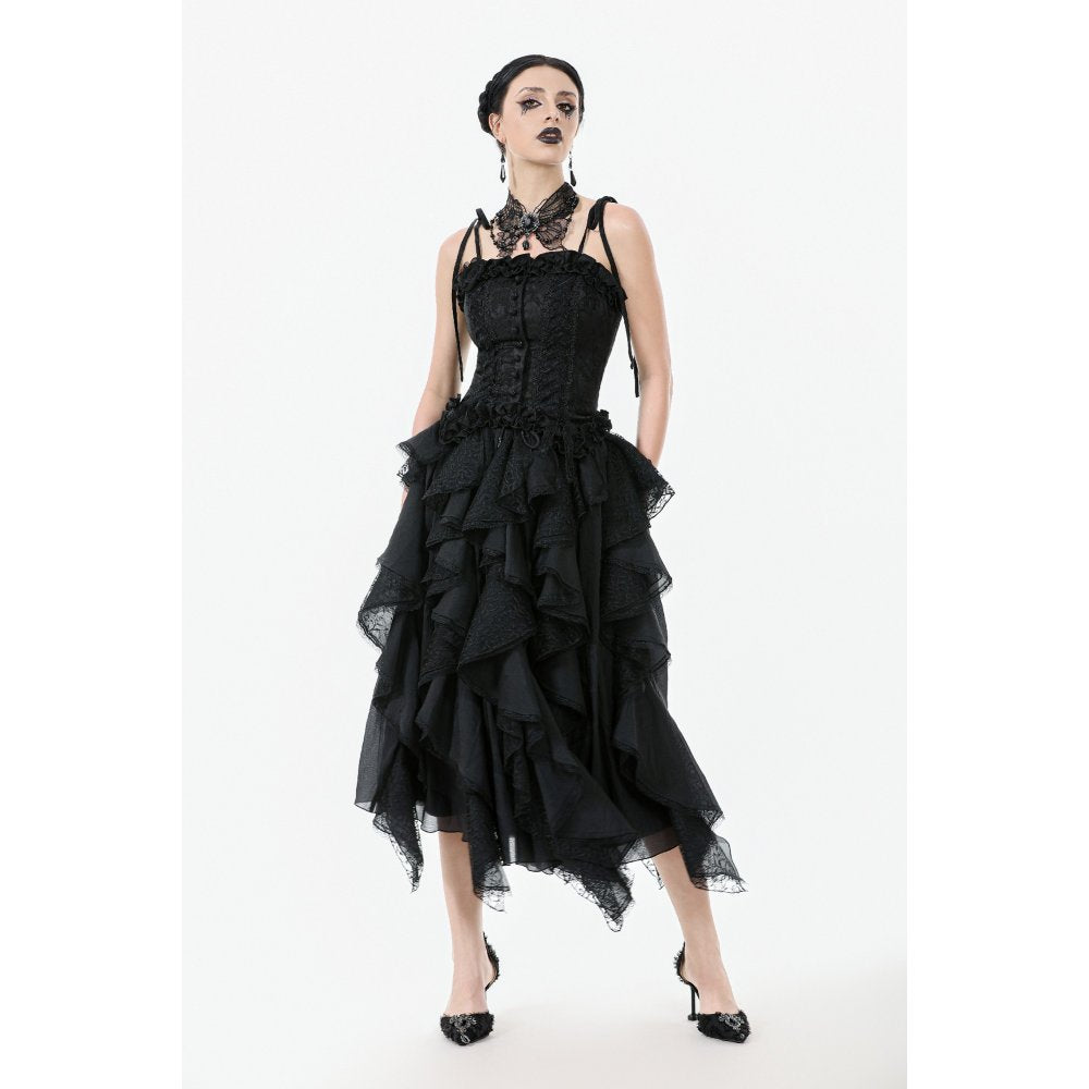 Dark in Love Selene Ruffled Floral Jacquard Corset Top
