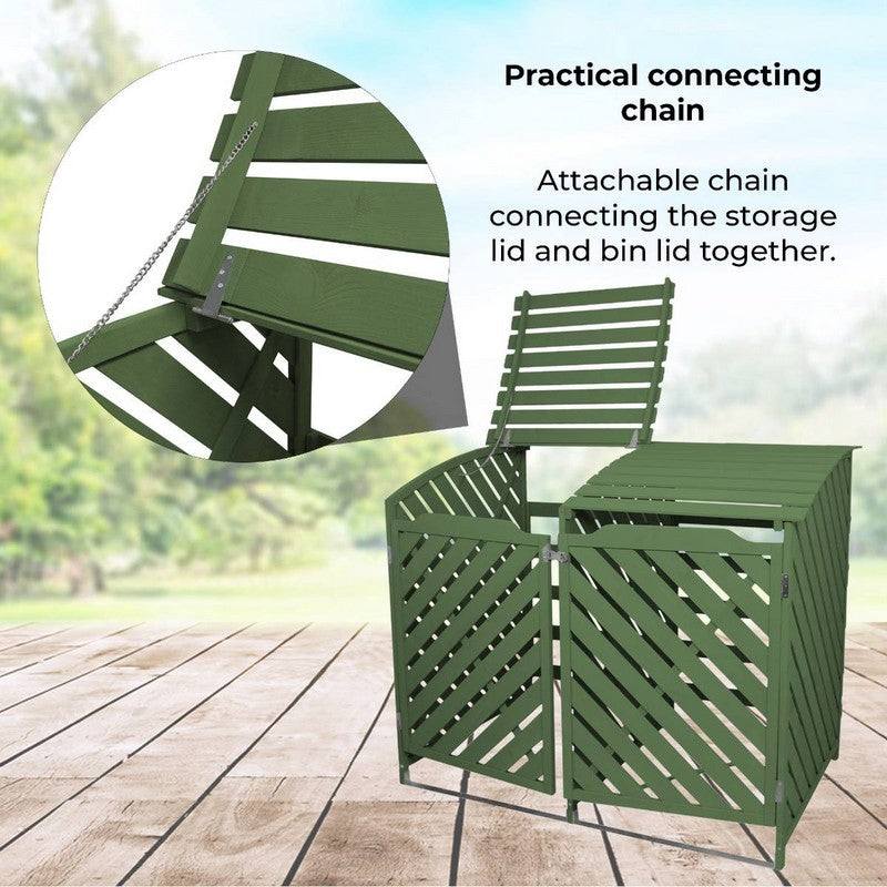 Raven Double 4' 10 x 3' Pent Wheelie Bin Store - Classic Sprayed Vented