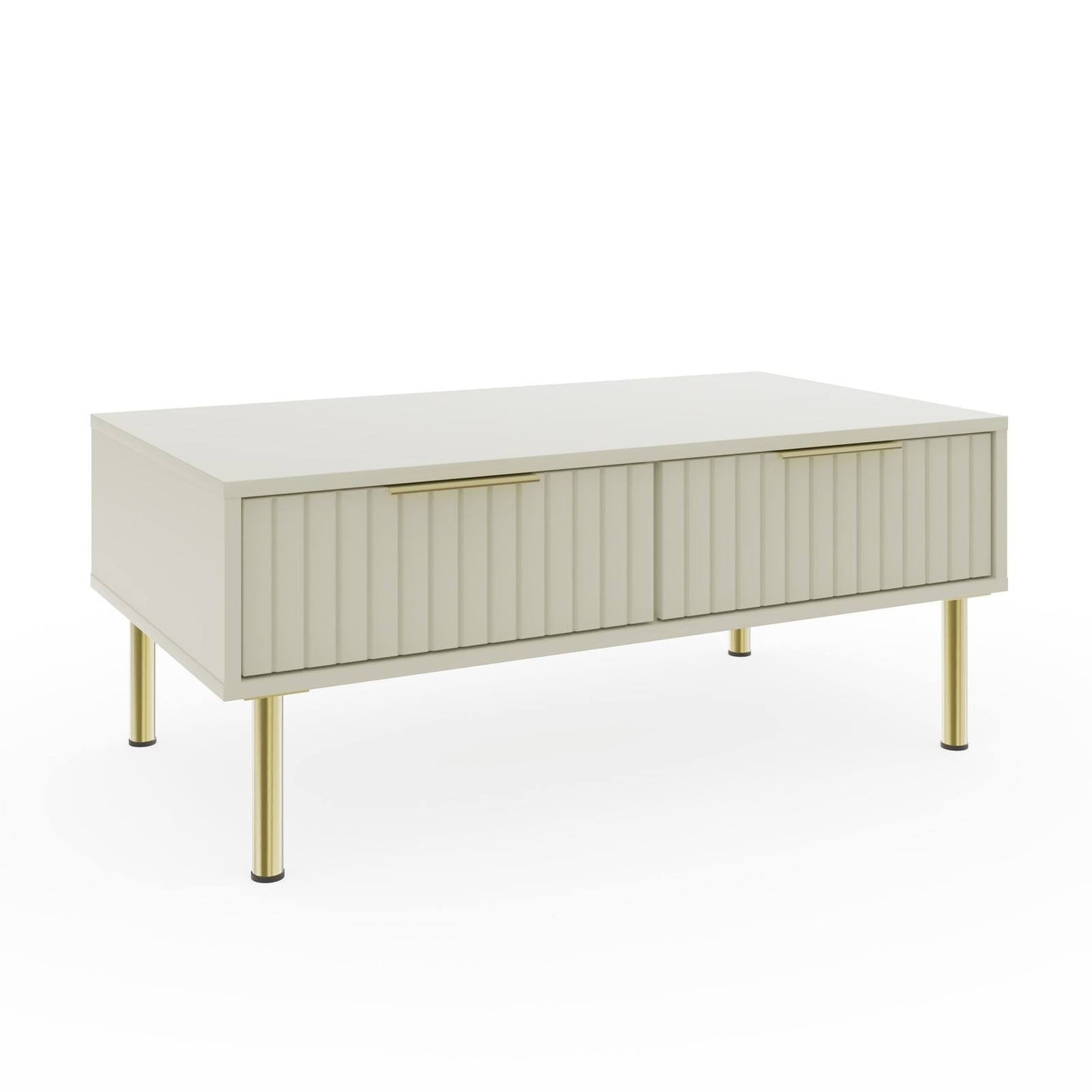 Nervata Coffee Table White & Gold 2 Drawers