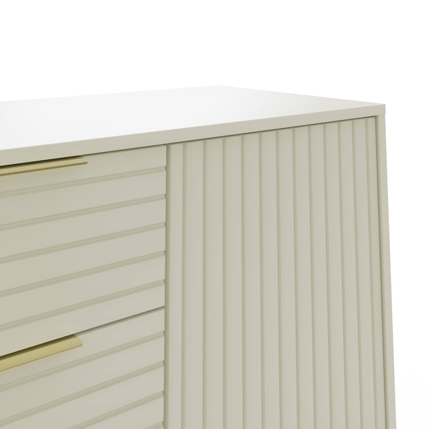 Nervata Large Sideboard White & Gold 2 Doors 4 Shelves 3 Drawers