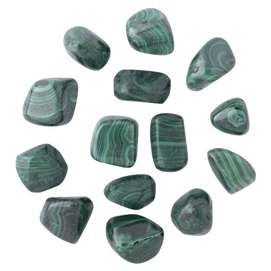 Green Banded Malachite Tumbled Semi-Precious Collectible Gemstones