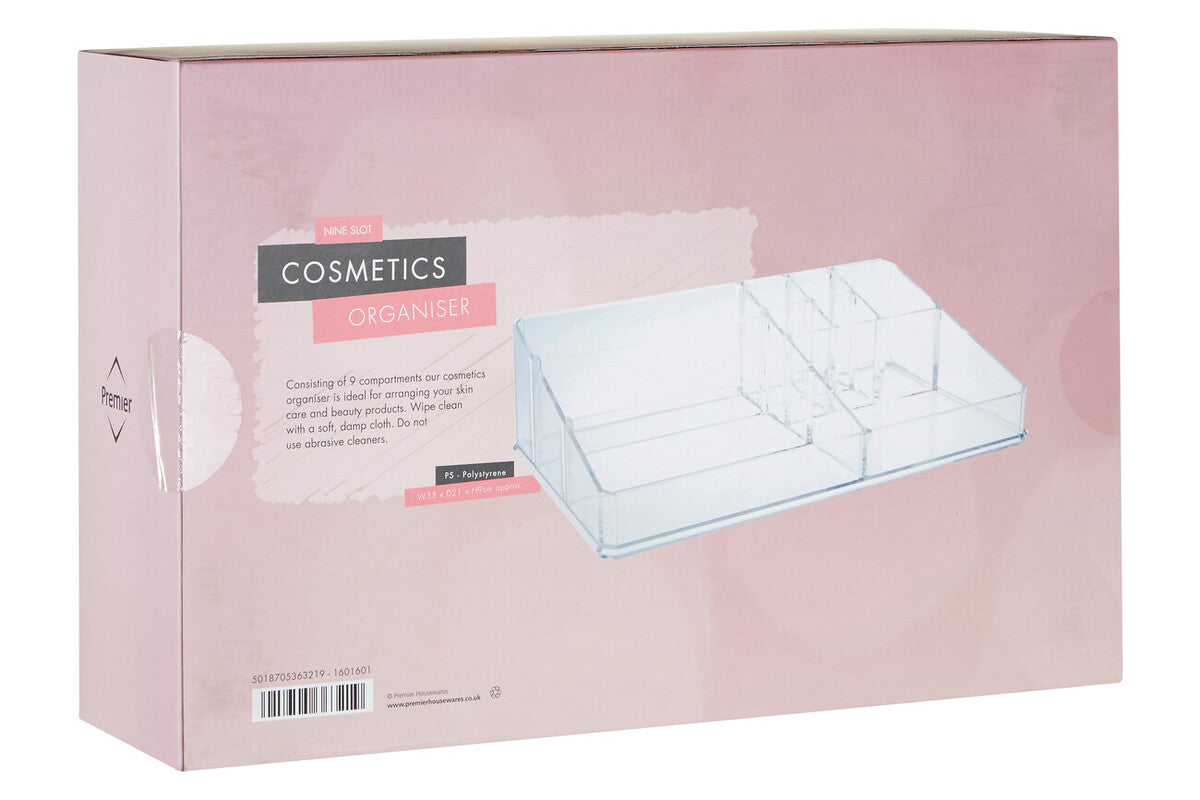 9 Compartment Cosmetics Clear Organiser