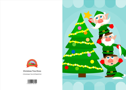 Curious Minds Elves Decorating the Christmas Tree Christmas Card