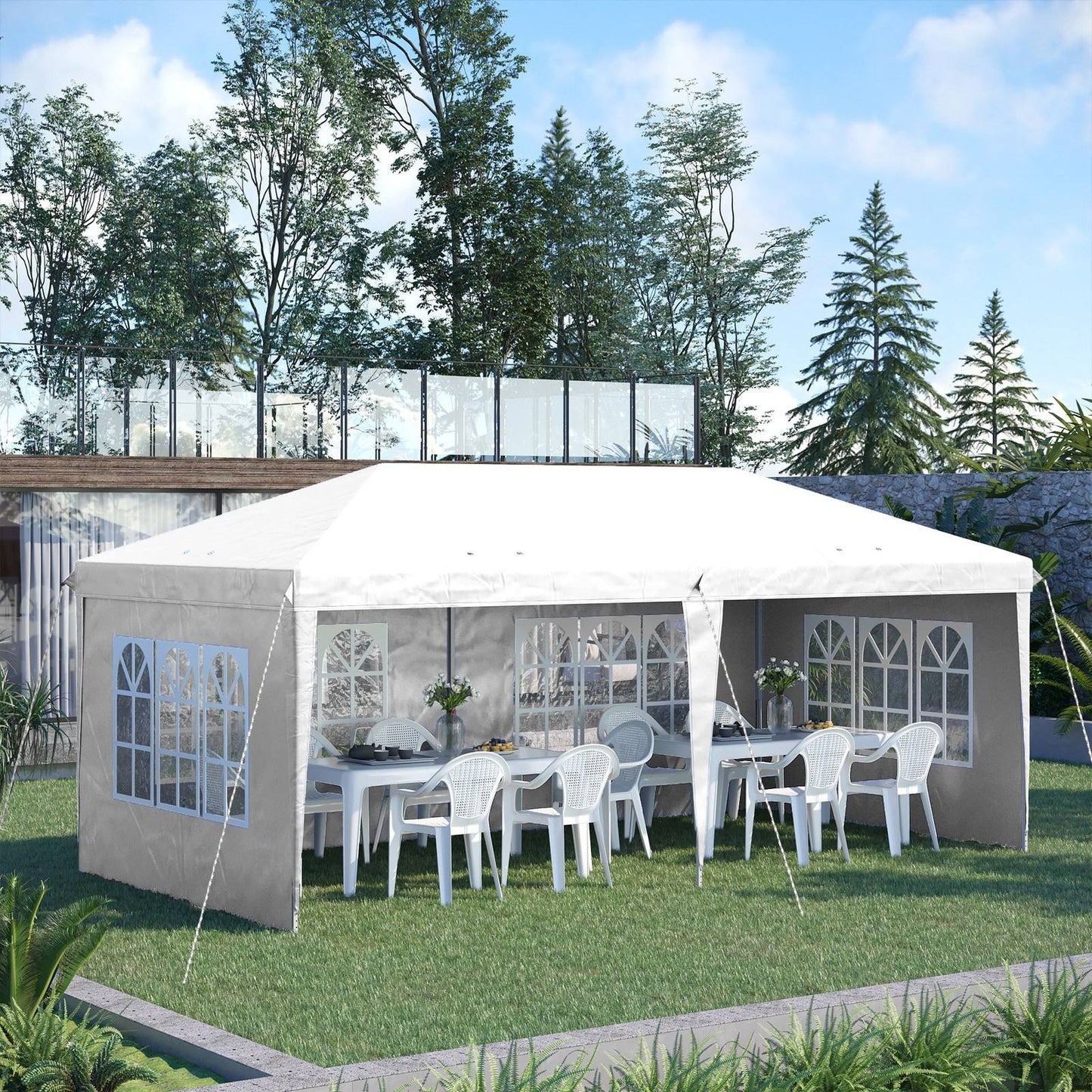 3 x 6m Half-Open Garden Gazebo