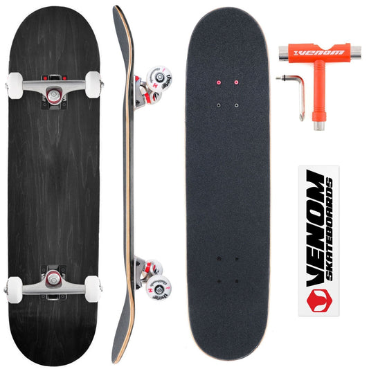 Venom Core Complete Built Skateboard - Black/Black/Raw - 8.0