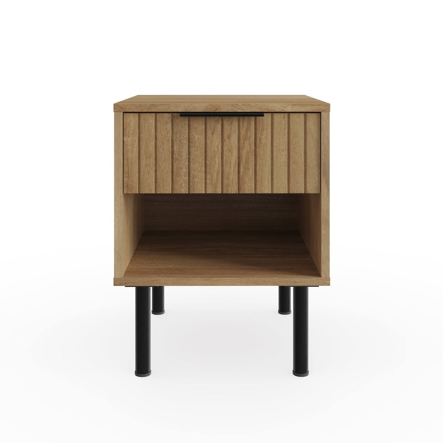 Nervata Side Table Oak & Black 1 Shelf 1 Drawer