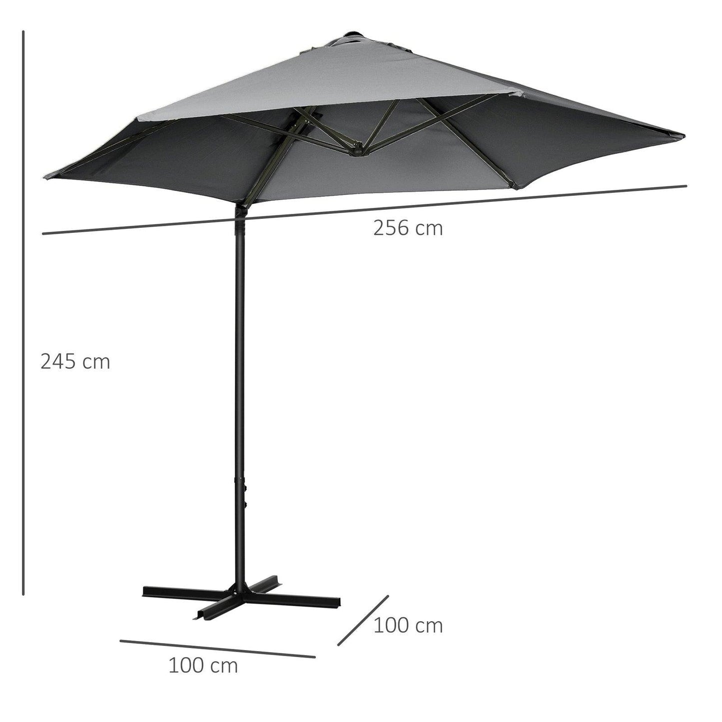 2.5M Garden Cantilever Parasol with 360° Rotation