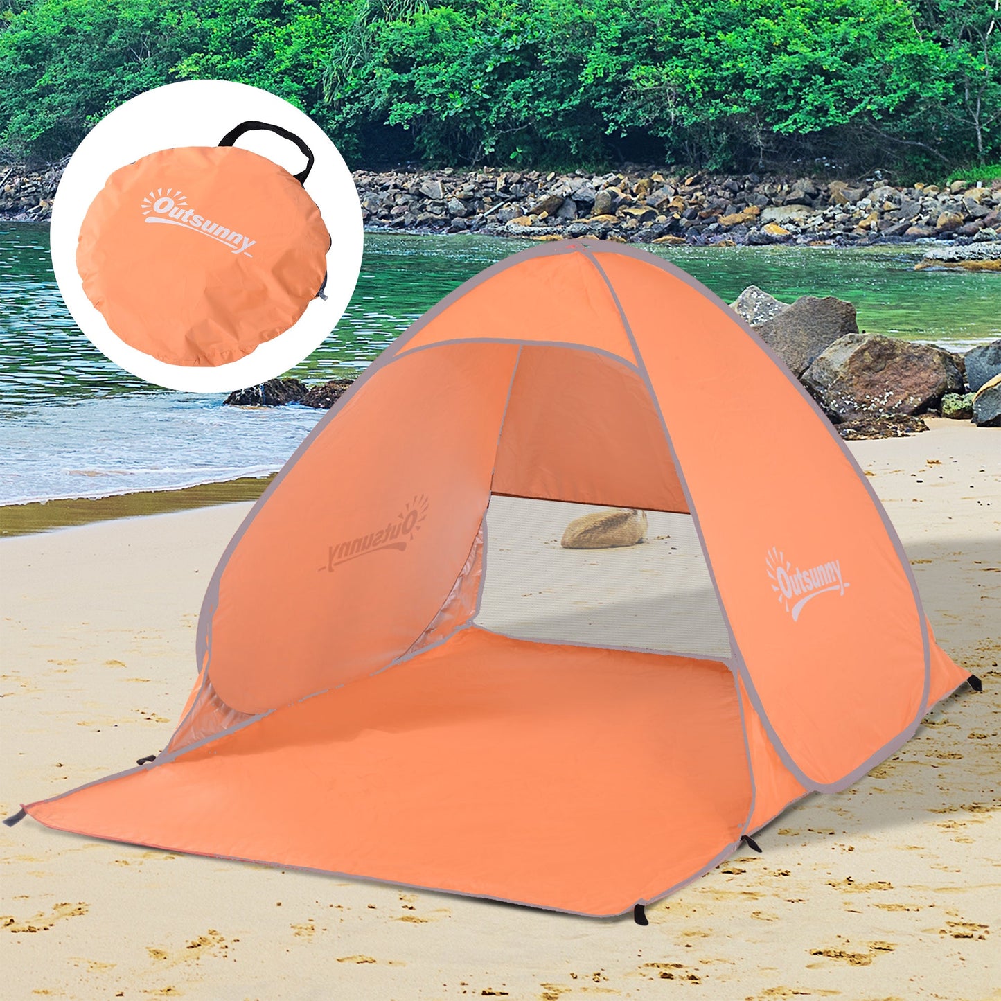 2 Person Pop Up Uv Shelter Shade-Orange
