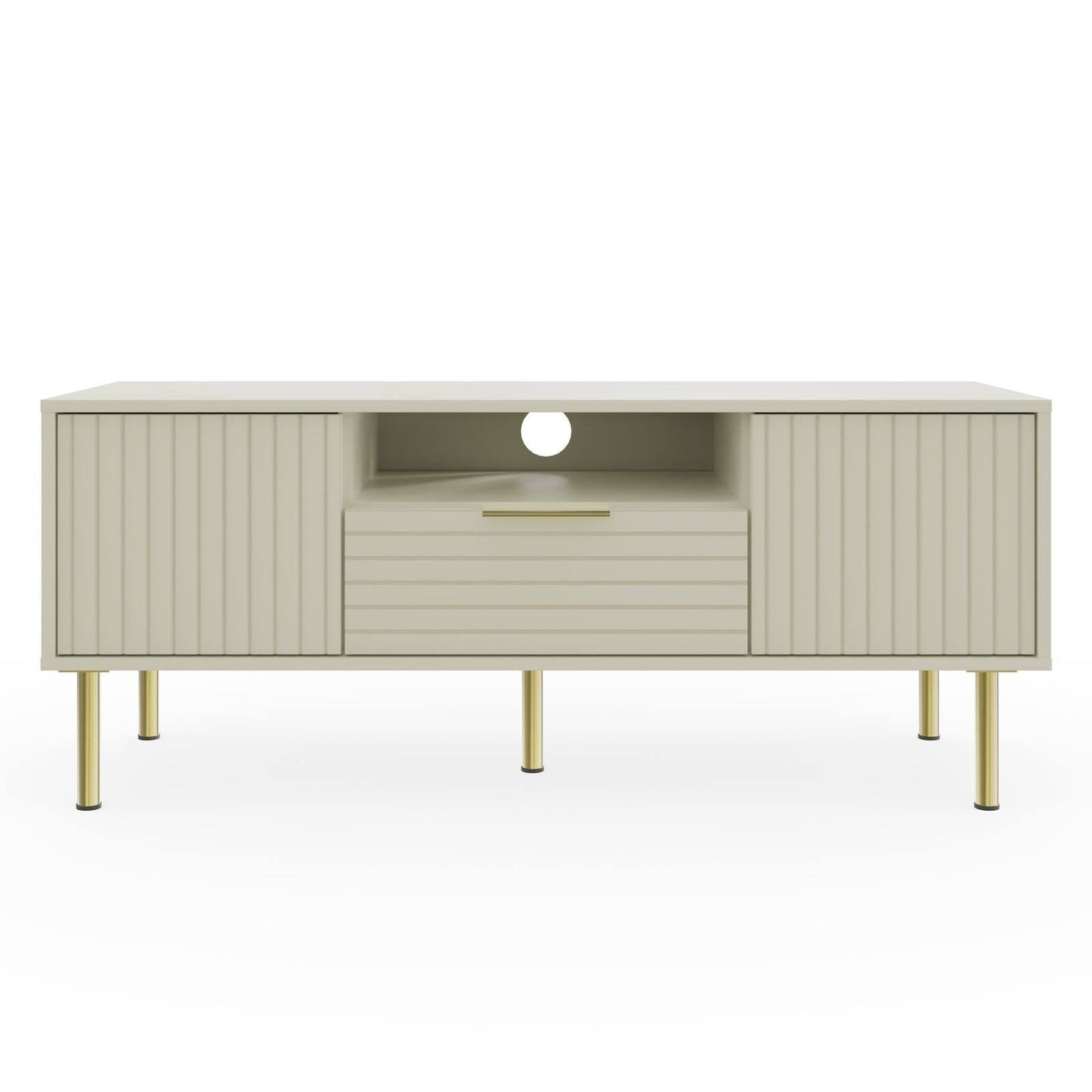 Nervata TV Unit White & Gold 1 Shelf 1 Drawer 2 Doors