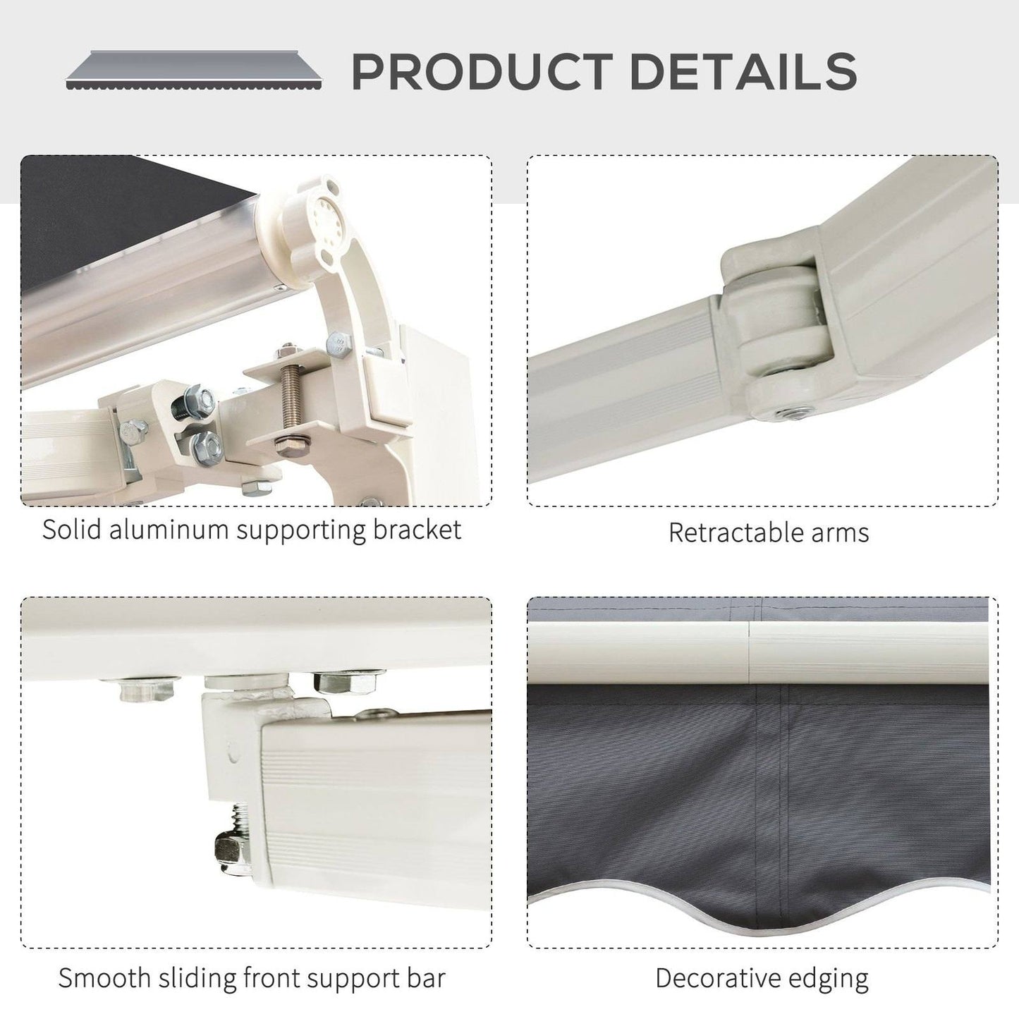 Manual Retractable Patio Awning Shelter UV Protection