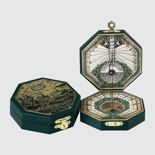 Hemisferium Brass Octogonal Dyptich Sundial