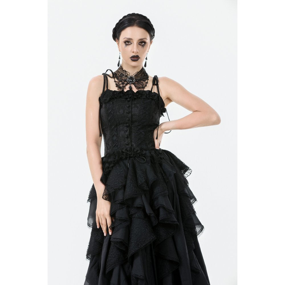 Dark in Love Selene Ruffled Floral Jacquard Corset Top