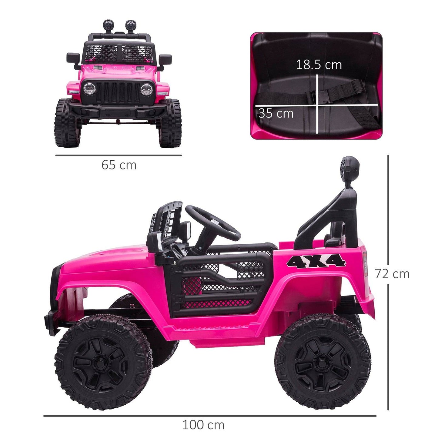 12V Battery-powered 2 Motors Kids Electric Ride On Car Truck Off-road Toy with Parental Remote Control Horn Lights Suspension Wheels for 3-6 Years Old Pink