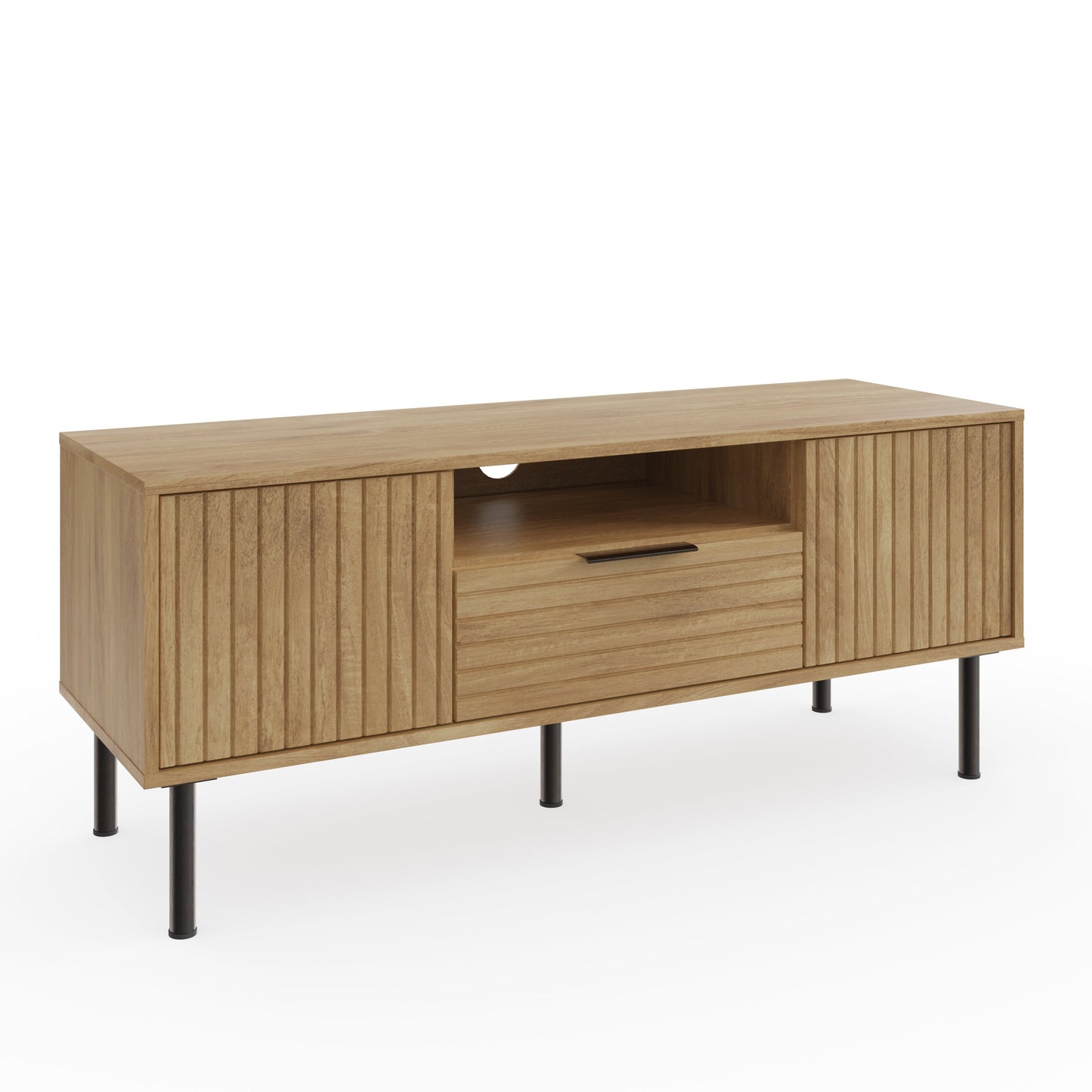 Nervata TV Unit Oak & Black 1 Shelf 1 Drawer 2 Doors