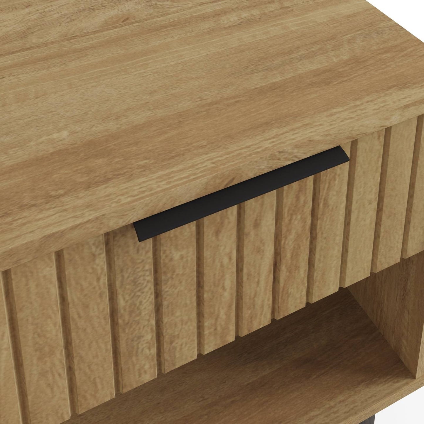 Nervata Side Table Oak & Black 1 Shelf 1 Drawer